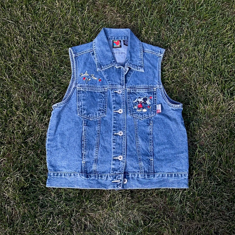 Disney Blue Denim Vest with Decorative Patches